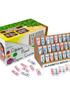 Alfabeto Móvel Degrau Cursivo - MDF - 146 Peças