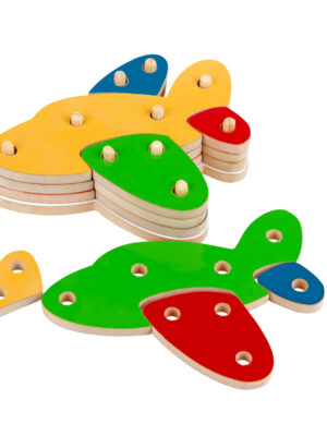 Troque e Encaixe as Cores - Avião - MDF - 16 Peças
