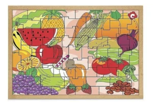 Quebra-Cabeça Frutas e Legumes - Base MDF - 55 Peças