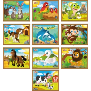 Quebra-Cabeça  Animais e Filhotes Kit Com 10 - MDF