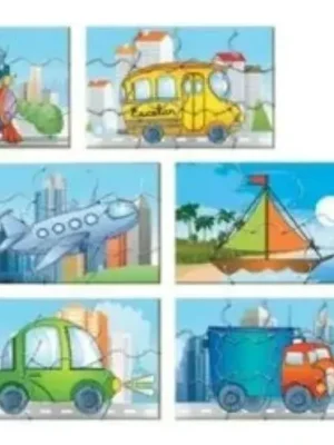 Quebra - Cabeça De Meios De Trasportes Em MDF-10 Peças