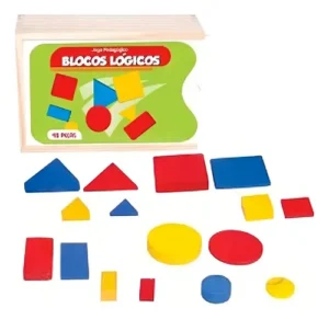 Blocos Lógicos  Em Madeira - 48 Peças